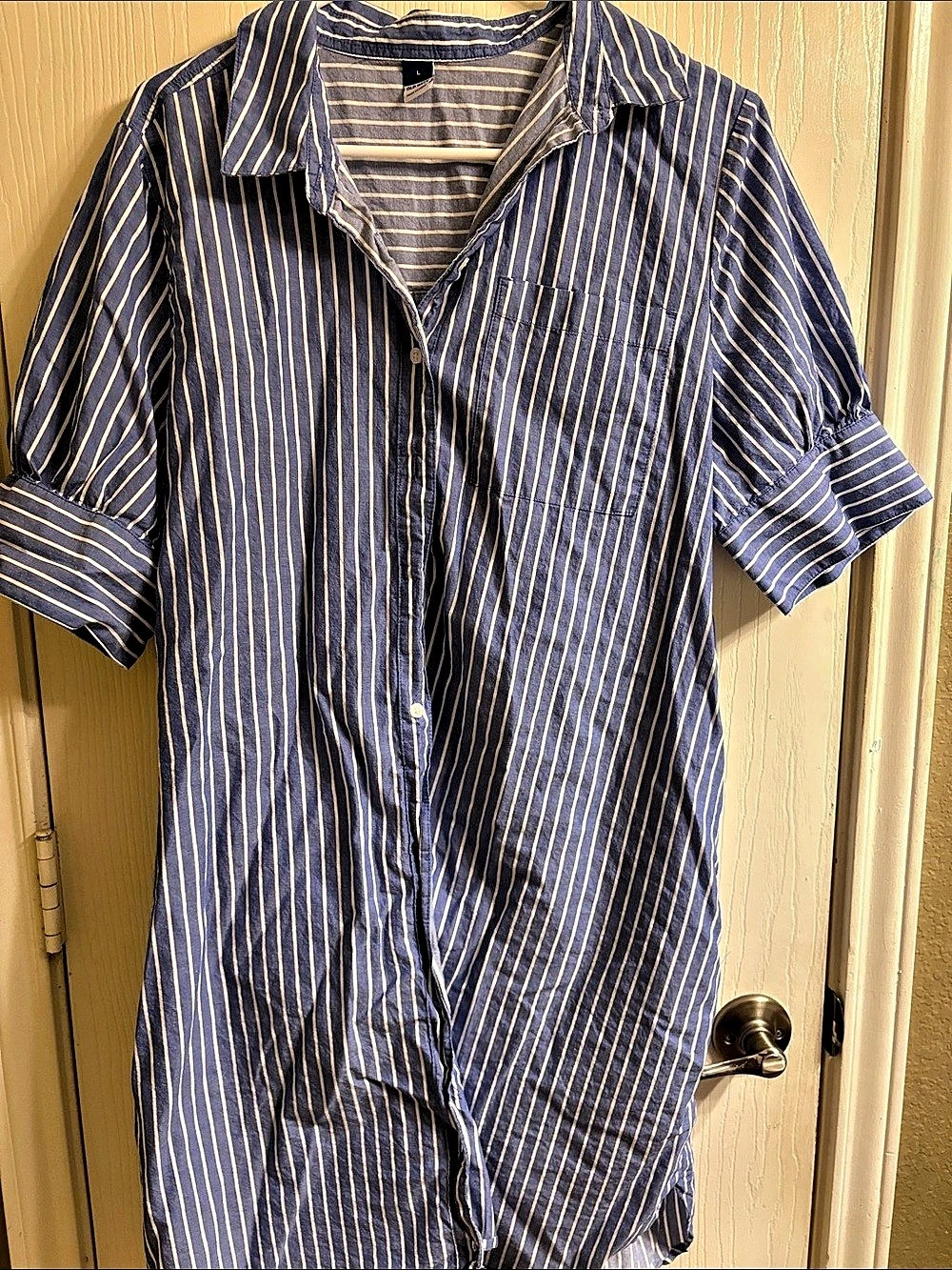 Old Navy women’s  Button-Down Mini Shirt Dress Blue & White